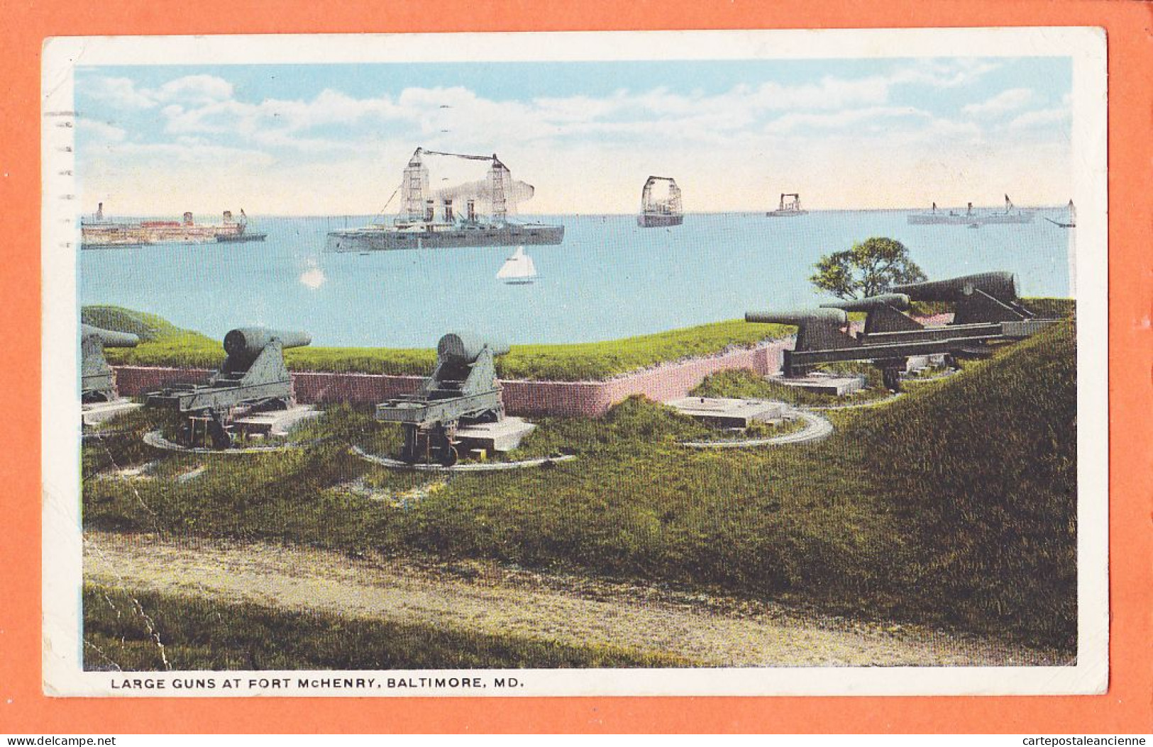 33615 ◉ BALTIMORE MD-Maryland ◉ Large Guns Fort MCHENRY Mc Henry 1925 à Veuve LEGER Le Havre Published OTTTENHEIMER USA