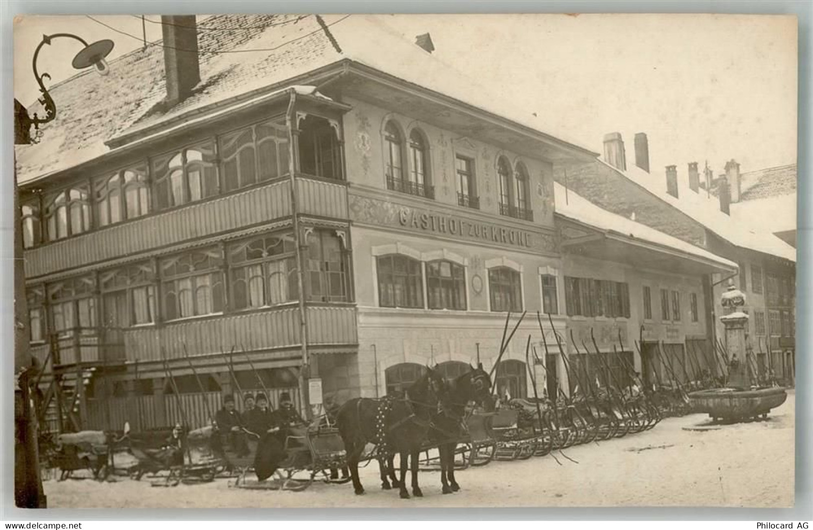 3380 Wangen an der Aare Winter Gasthaus zur Krone Pferdeschlitten - 13666645