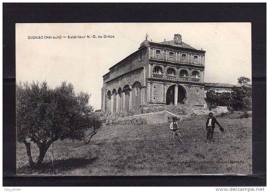 34 GIGNAC Eglise, Notre Dame de Grace, animée, ed André, 191?