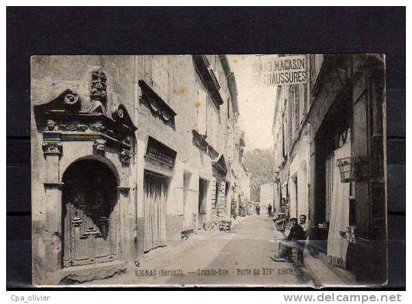 34 GIGNAC Grande Rue, Porte XIVème, animée, Magasin de Chaussures, ed ?, 1912