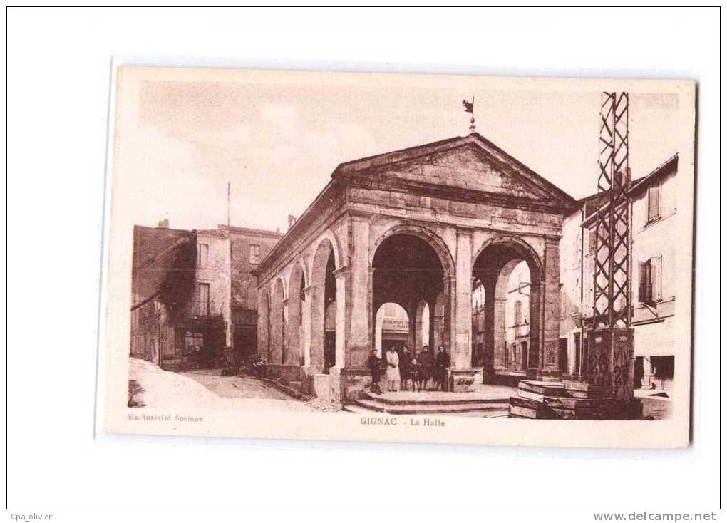 34 GIGNAC Halle, Halles, animée, Marché, ed Soulane, 193?