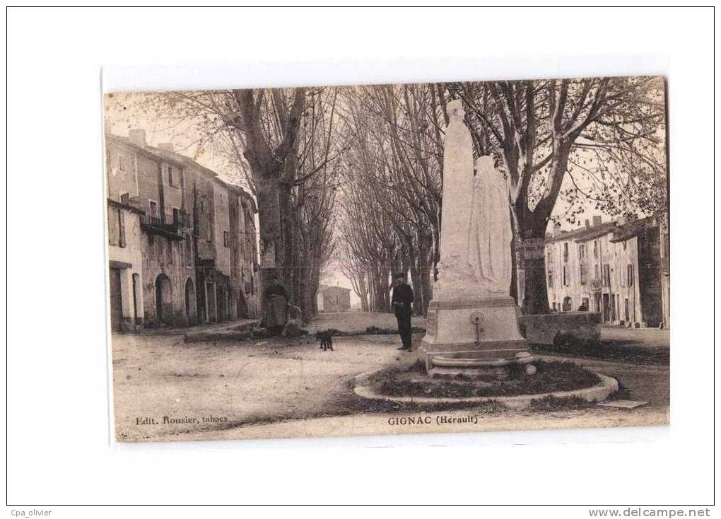 34 GIGNAC Monument Claparède, animée, ed Roussier, 191?