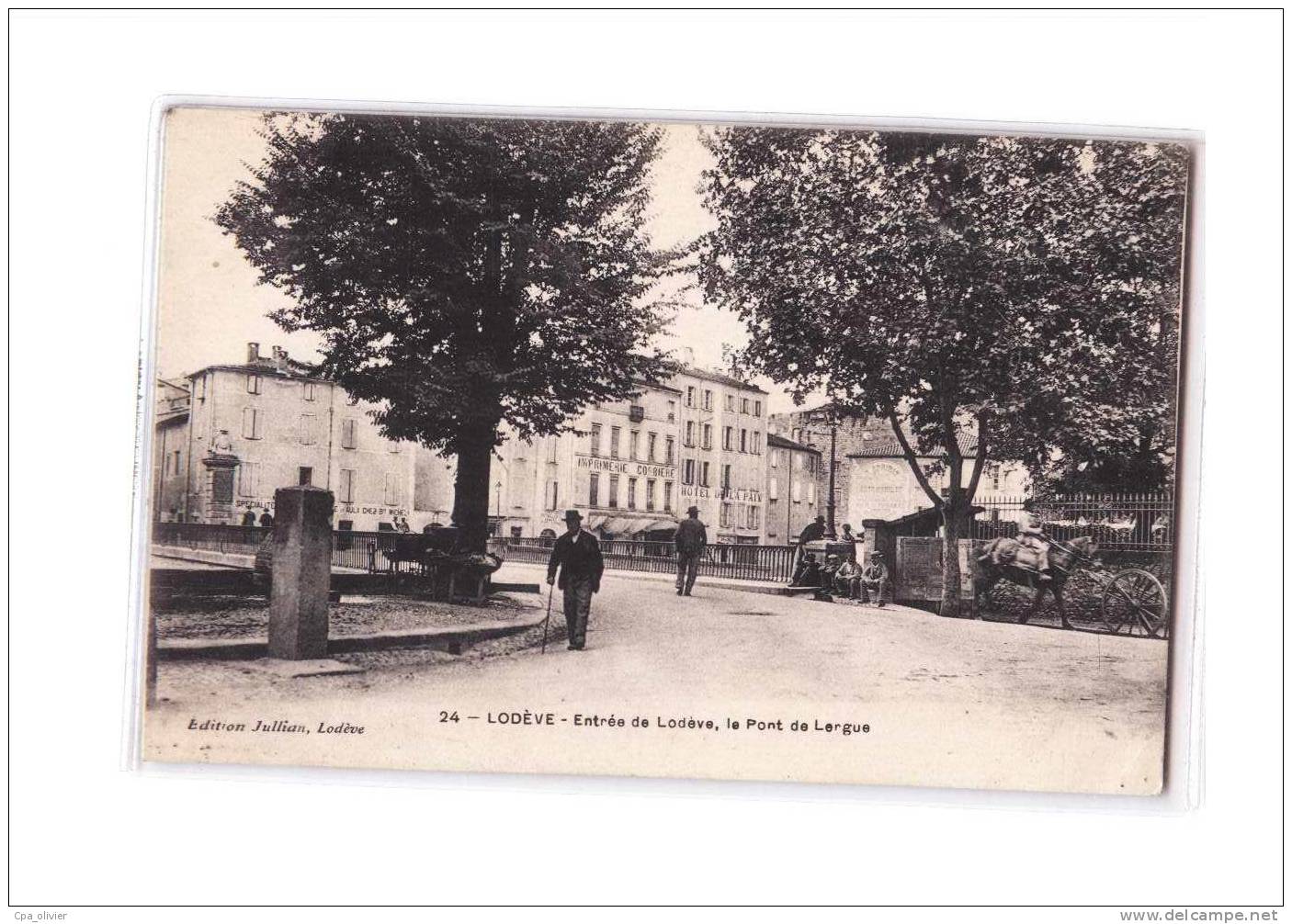 34 LODEVE Entrée de Lodève, Pont de Lergue, animée, ed Jullian 24, 190?
