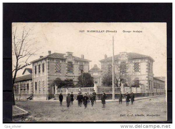 34 MARSEILLAN Ecole, Groupe Scolaire, animée, ed Albaille 3419, 1923
