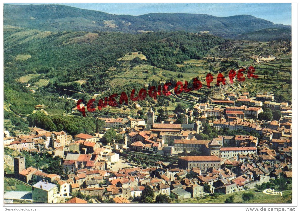 34 -  ST SAINT PONS  DE THOMIERES - VUE GENERALE AERIENNE  - AU FOND MONTAGNE DU SOMAIL