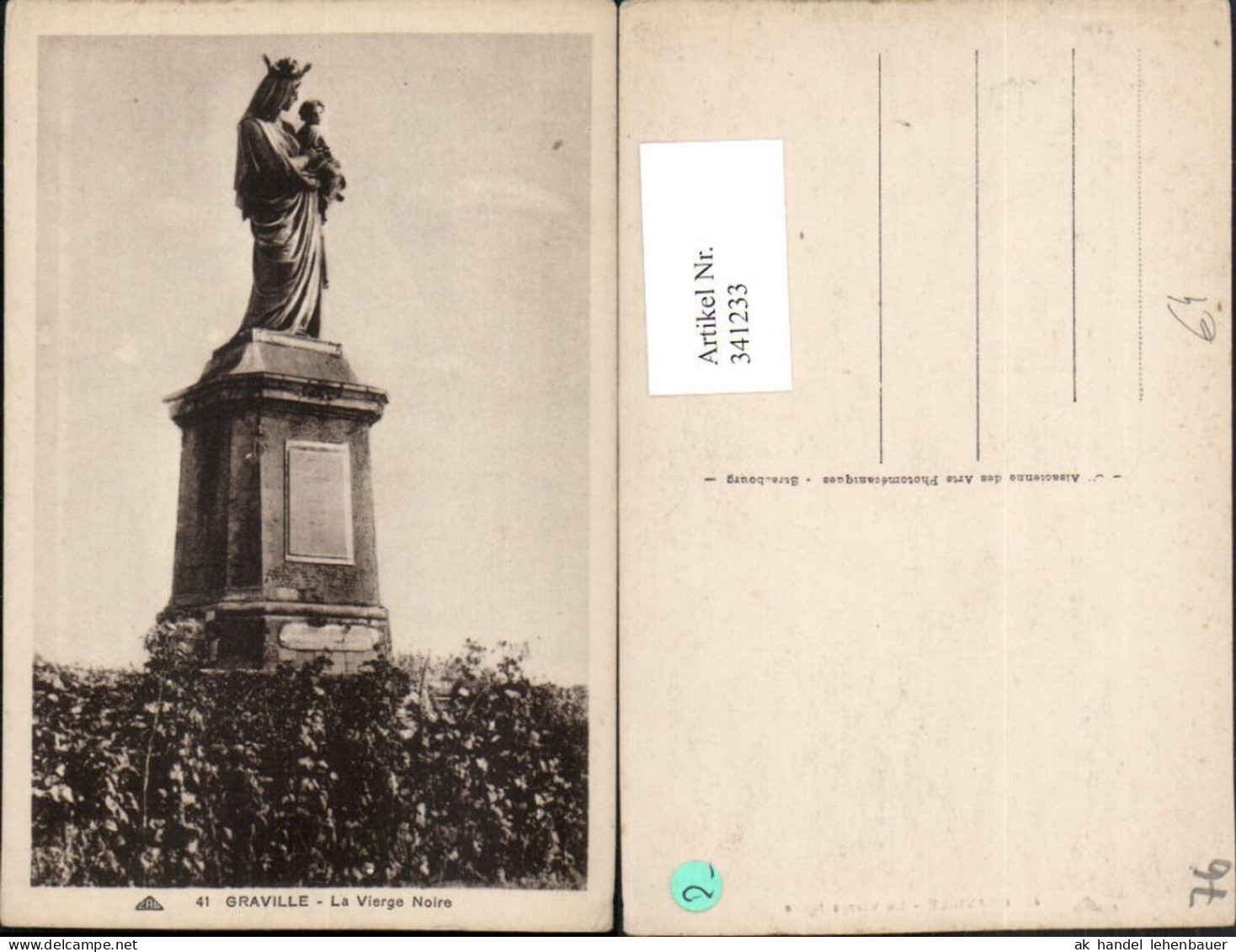 341233,Haute-Normandie Seine-Maritime Graville La Vierge Noire Marienstatue