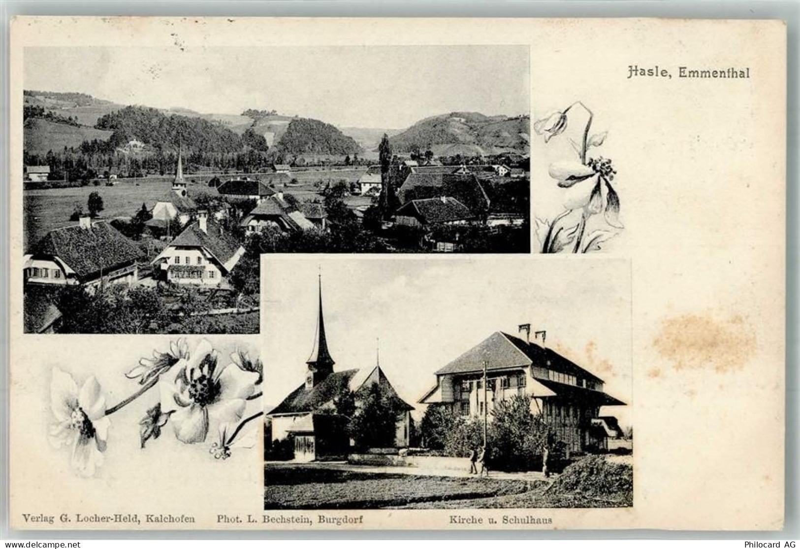 3415 Hasle b. Burgdorf 1908 Foto AK Kirche Schule - 13575486