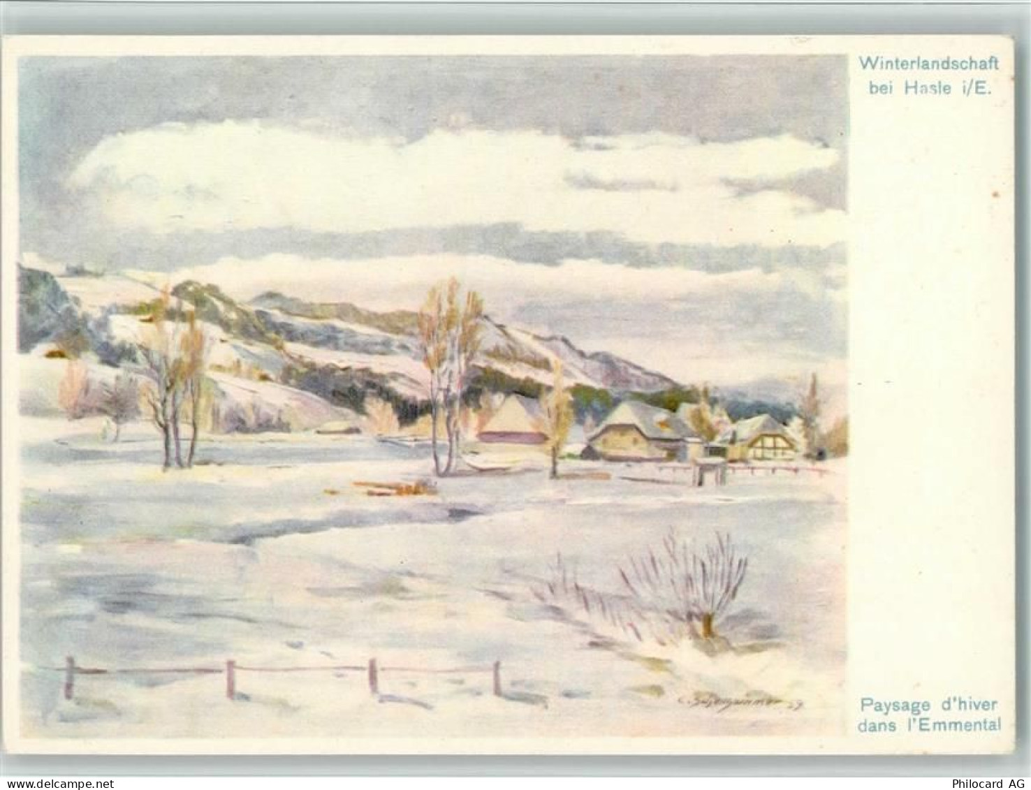 3415 Hasle b. Burgdorf Künstlerkarte Winterlandschaft C. Schellhammer - 11058268