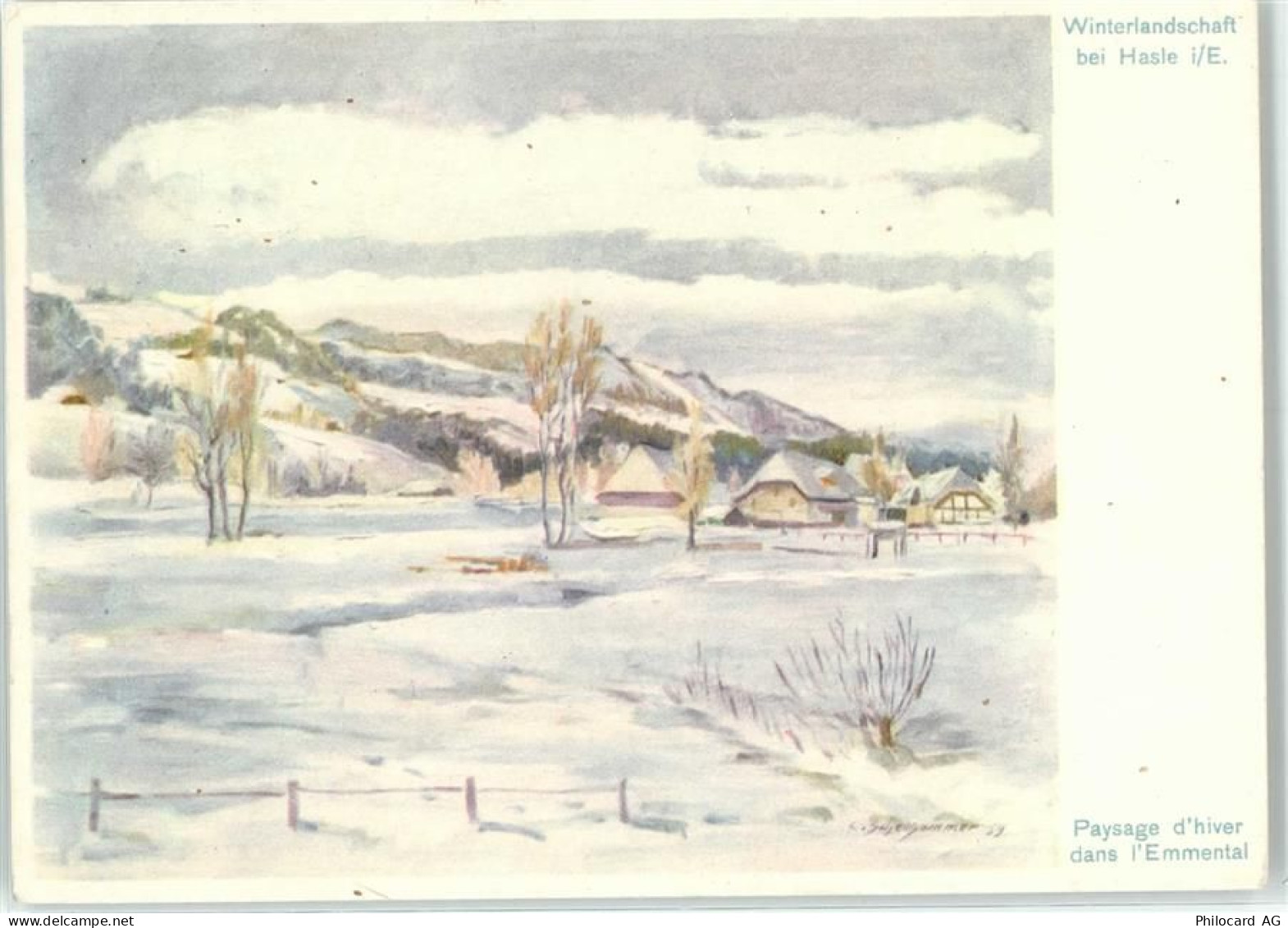 3415 Hasle b. Burgdorf Künstlerkarte Winterlandschaft sign. C.Schellhamm... - 51635974