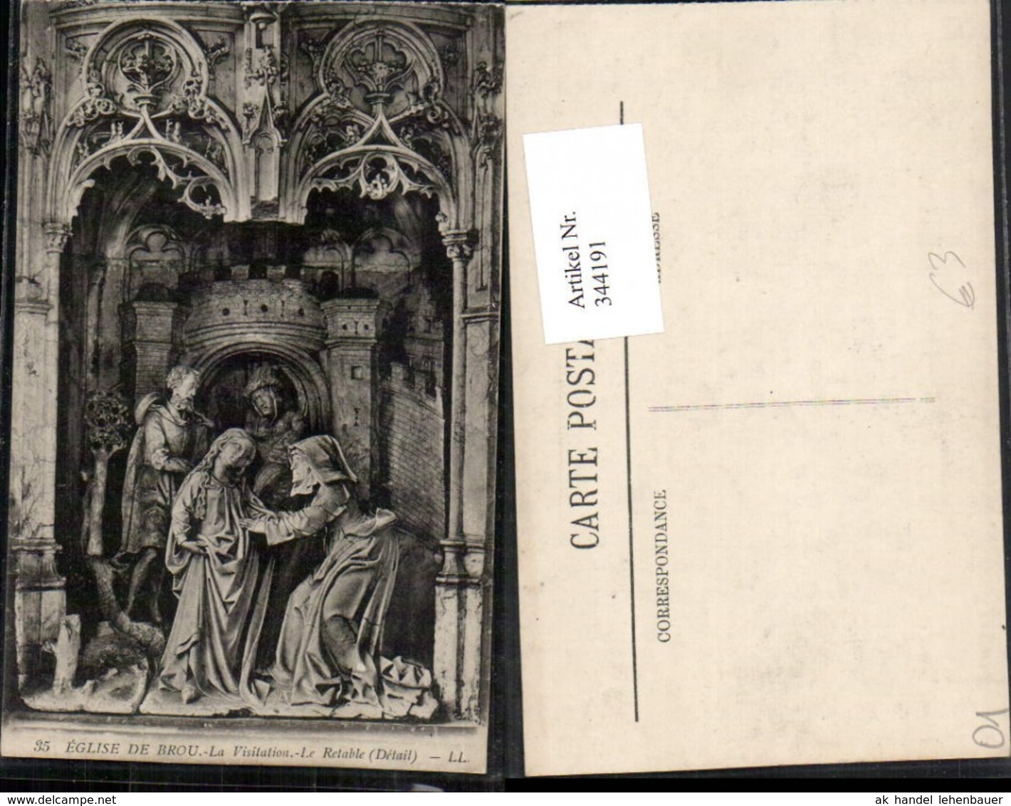 344191,Rhone-Alpes Ain Brou Eglise La Visitation Le Retable Kirche Figuren