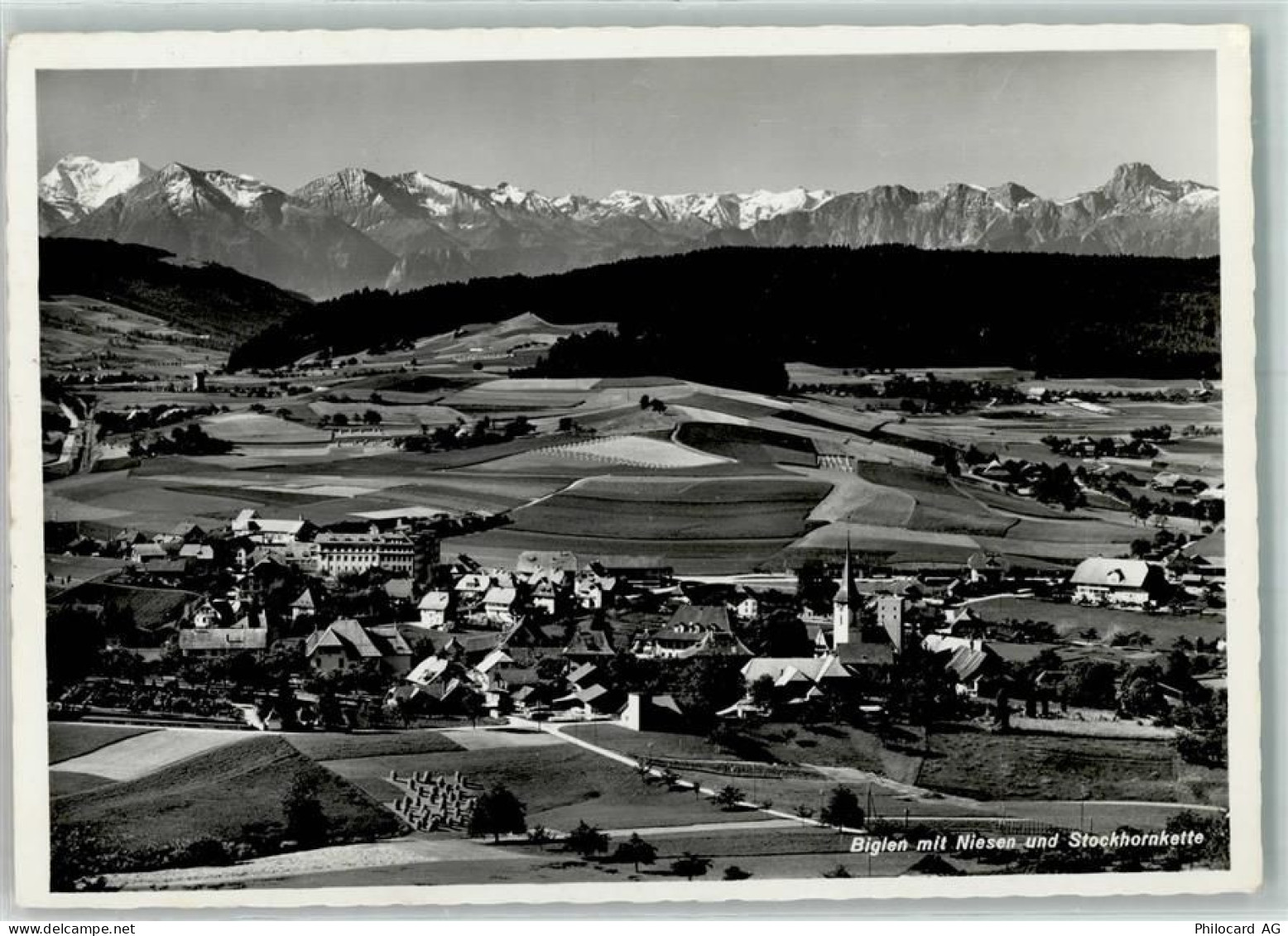 3507 Biglen Foto AK Niesen und Stockhornkette Kirche - 10586119