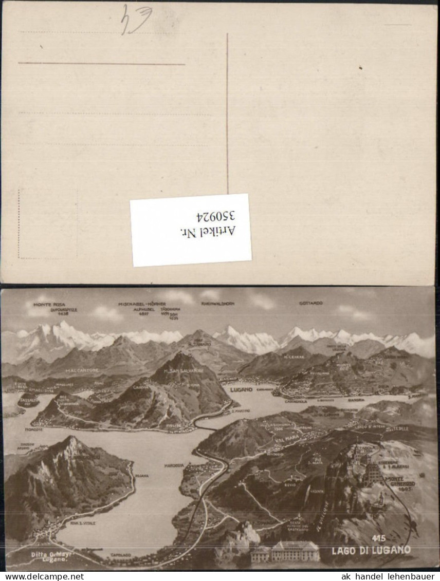350924,Lago di Lugano aus d. Vogelschau Capolago Lugano Melide Kt Tessin