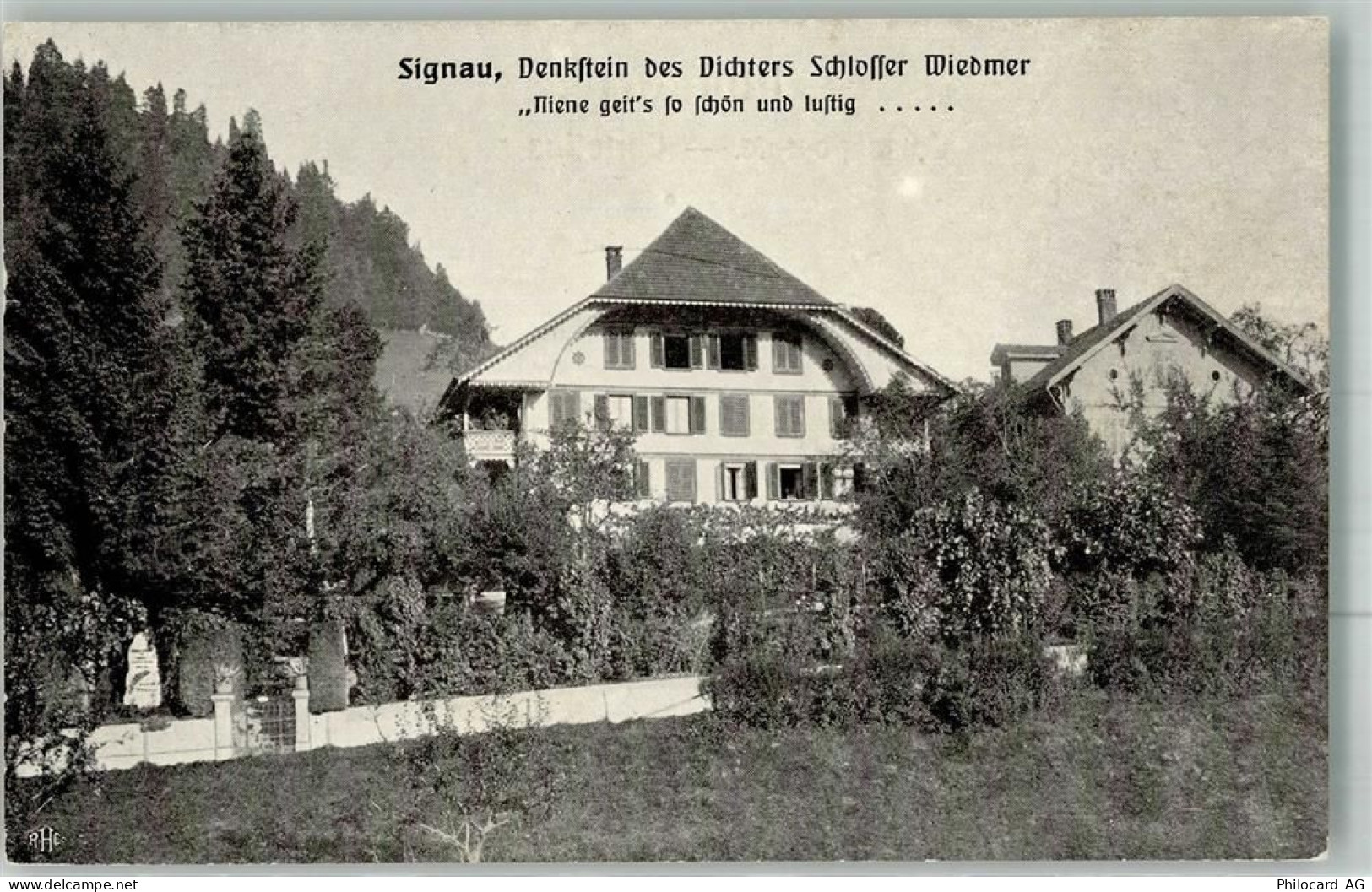 3534 Signau Foto AK Denkmal Denkstein des Dichters Schlosser Wiedmer - 38024146