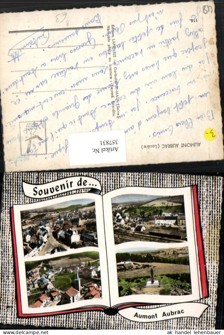 357831,Languedoc-Roussillon Lozere Aumont Aubrac Totale Kirche Bahnhof Mehrbildkarte