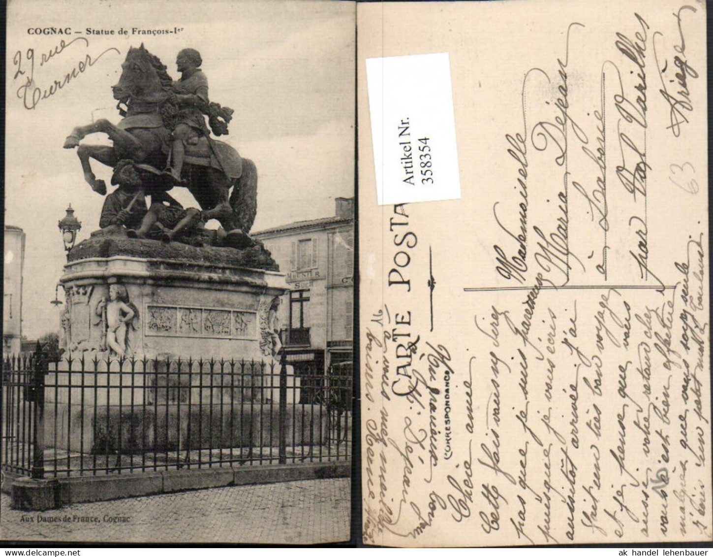 358354,Poitou-Charentes Charente Cognac Statue de Francois Denkmal