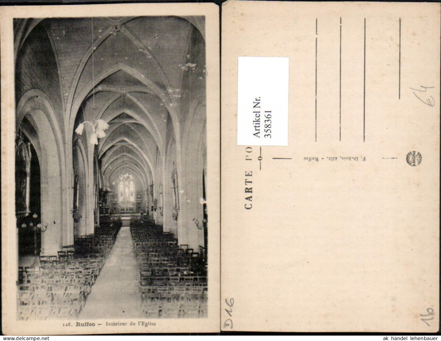 358361,Poitou-Charentes Charente Ruffec Interieur de l'Eglise Kirche