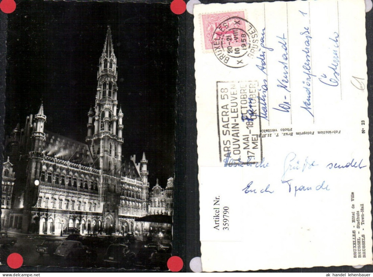 359790,Belgium Bruxelles Brüssel Hotel de Ville Rathaus b. Nacht