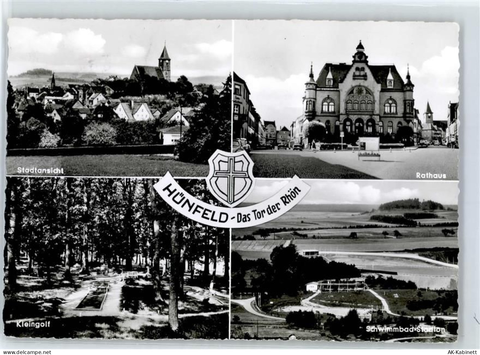 36088 W6418 Hünfeld 1964 - Rathaus Schwimmbad Minigolf - 51425379