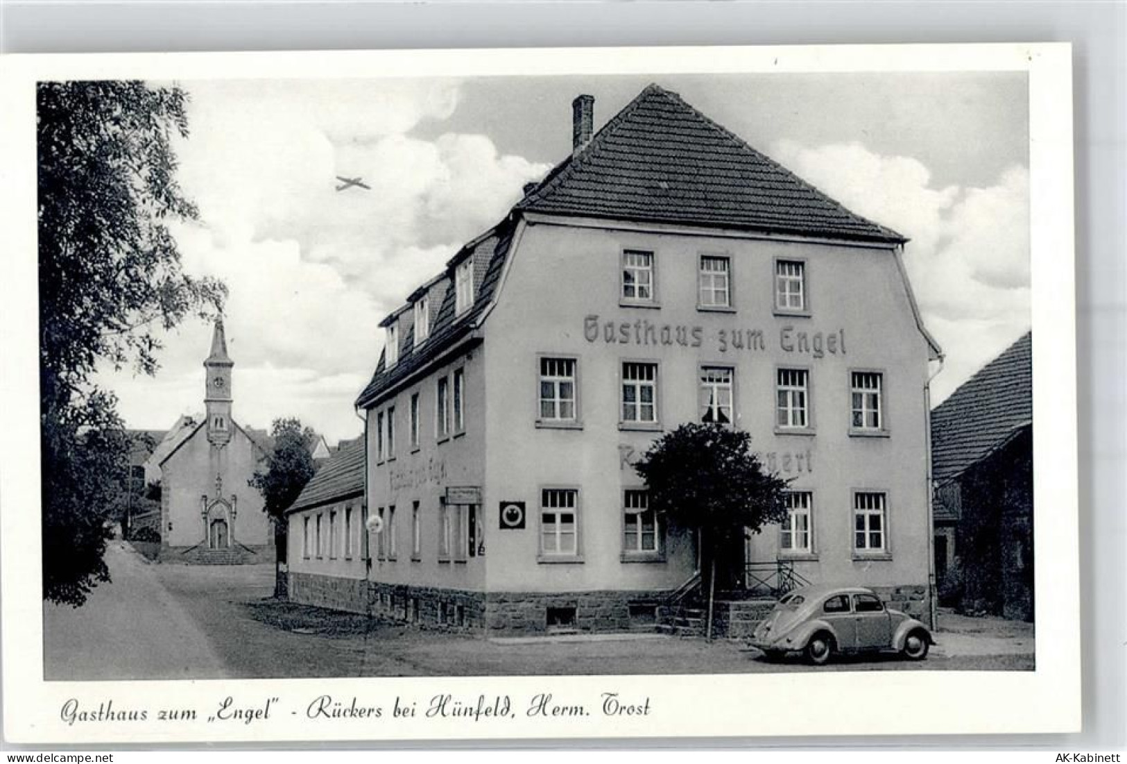 36088 W6418 Rückers , Kr Hünfeld - Gasthaus zum Engel Kirche Auto - 51815418