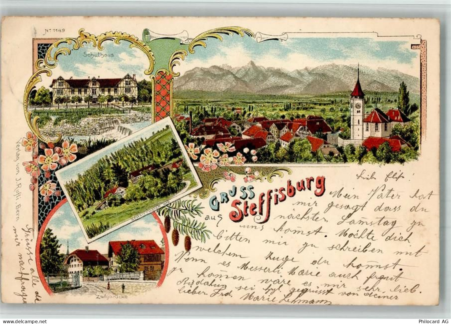 3612 Steffisburg 1898 BOAKC Lithographie Schulhaus Zugbrücke - 13706500