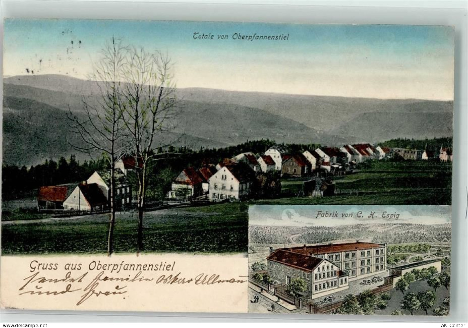 36326 O9402 Oberpfannenstiel OT Bernsbach 1911 - Fabrik C. H. Espig - 13630605