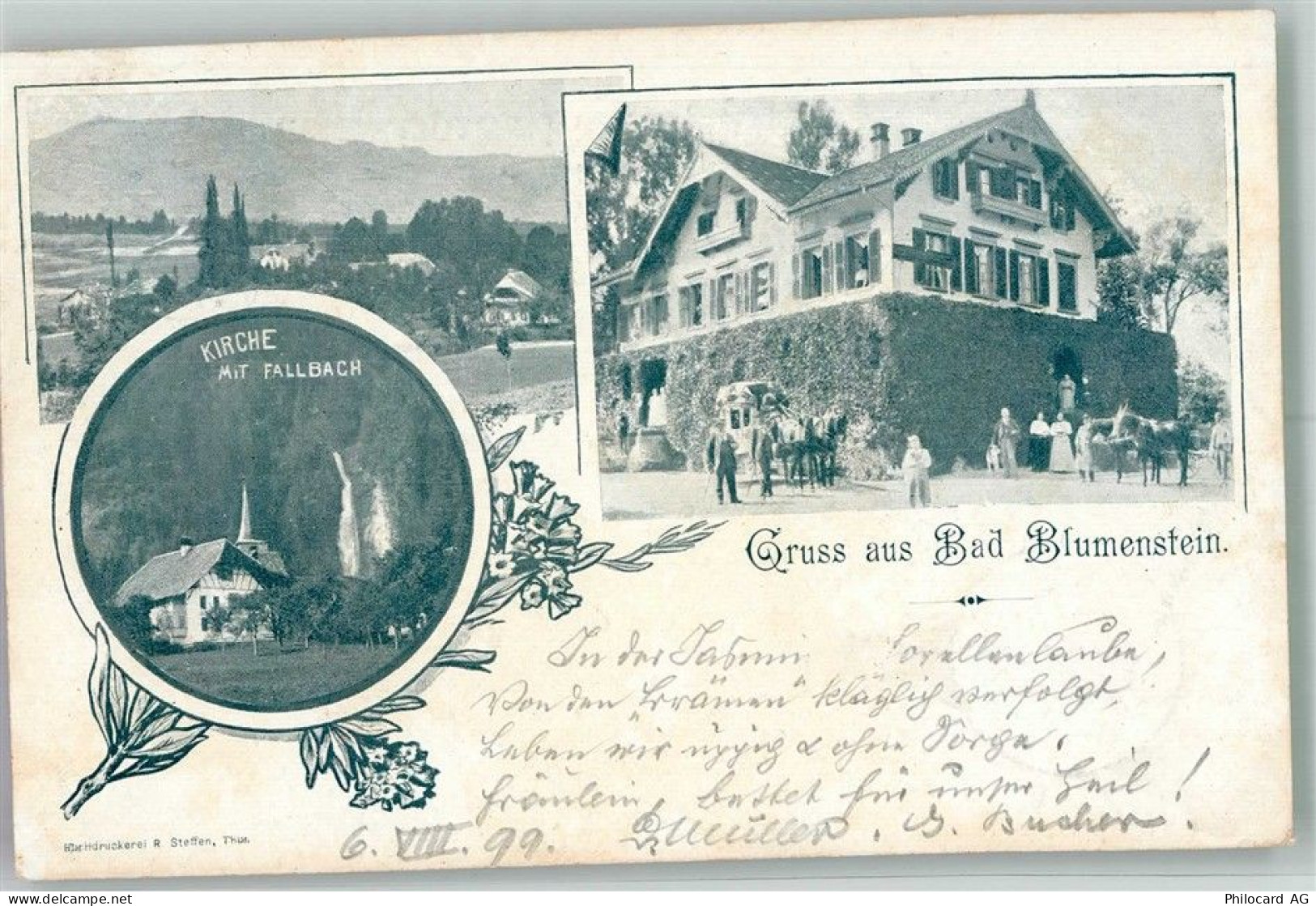 3638 Blumenstein 1899 Foto AK Postkutsche Hotel Kirche - 13596269