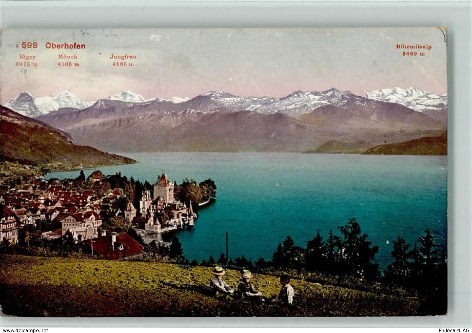 3653 Oberhofen am Thunersee 1912 - Blick auf Oberhofen am Thunersee mit ... - 10156740