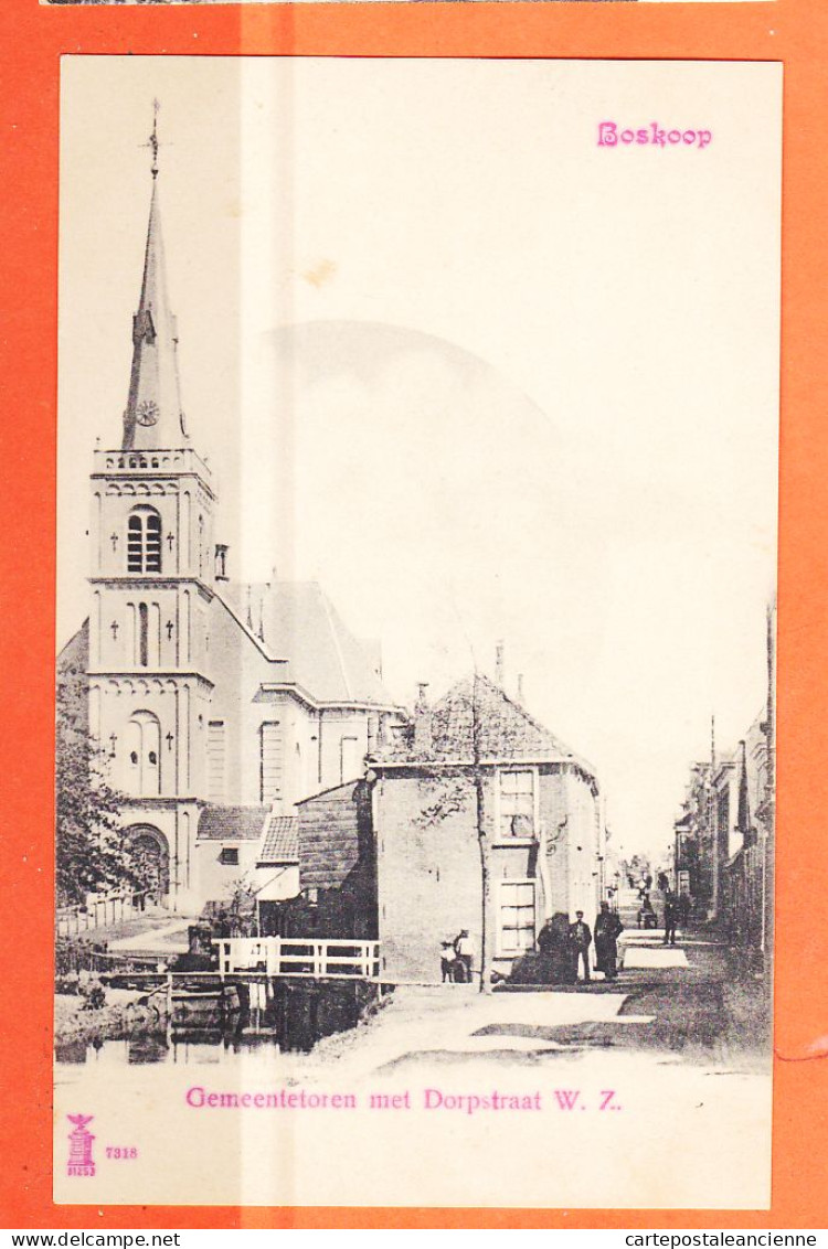 36536 ◉ Rare ◉ BOSKOOP Zuid-Holland ◉ Gemeentetoren met Dorpstraat 1900s ◉ Nederland Pays-Bas N°7318