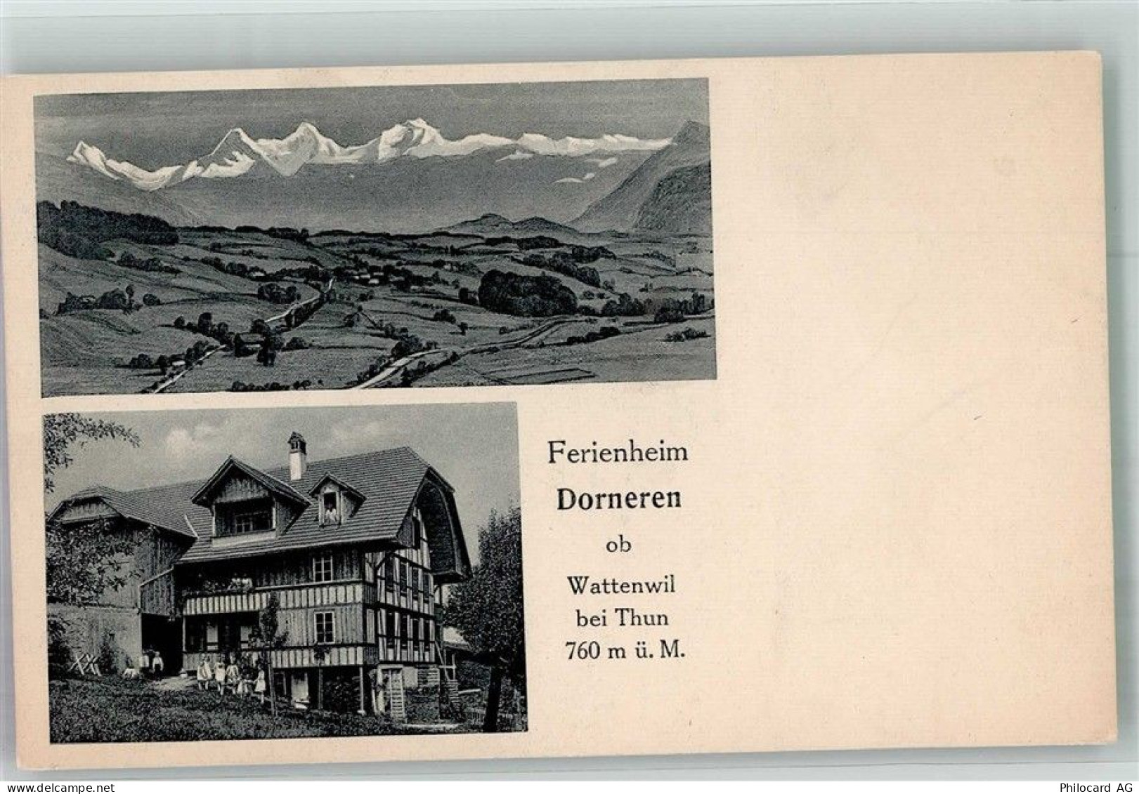 3665 Wattenwil 1921 Foto AK Pension Ferienheim Dorneren - 13597790