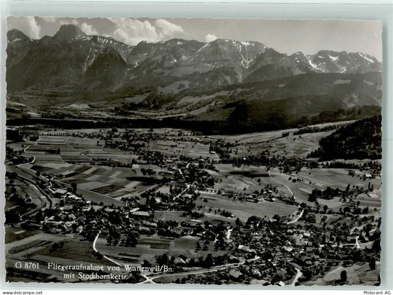 3665 Wattenwil Gebrauchsspuren Fliegeraufnahme mit Stockhornkettte - 13132535