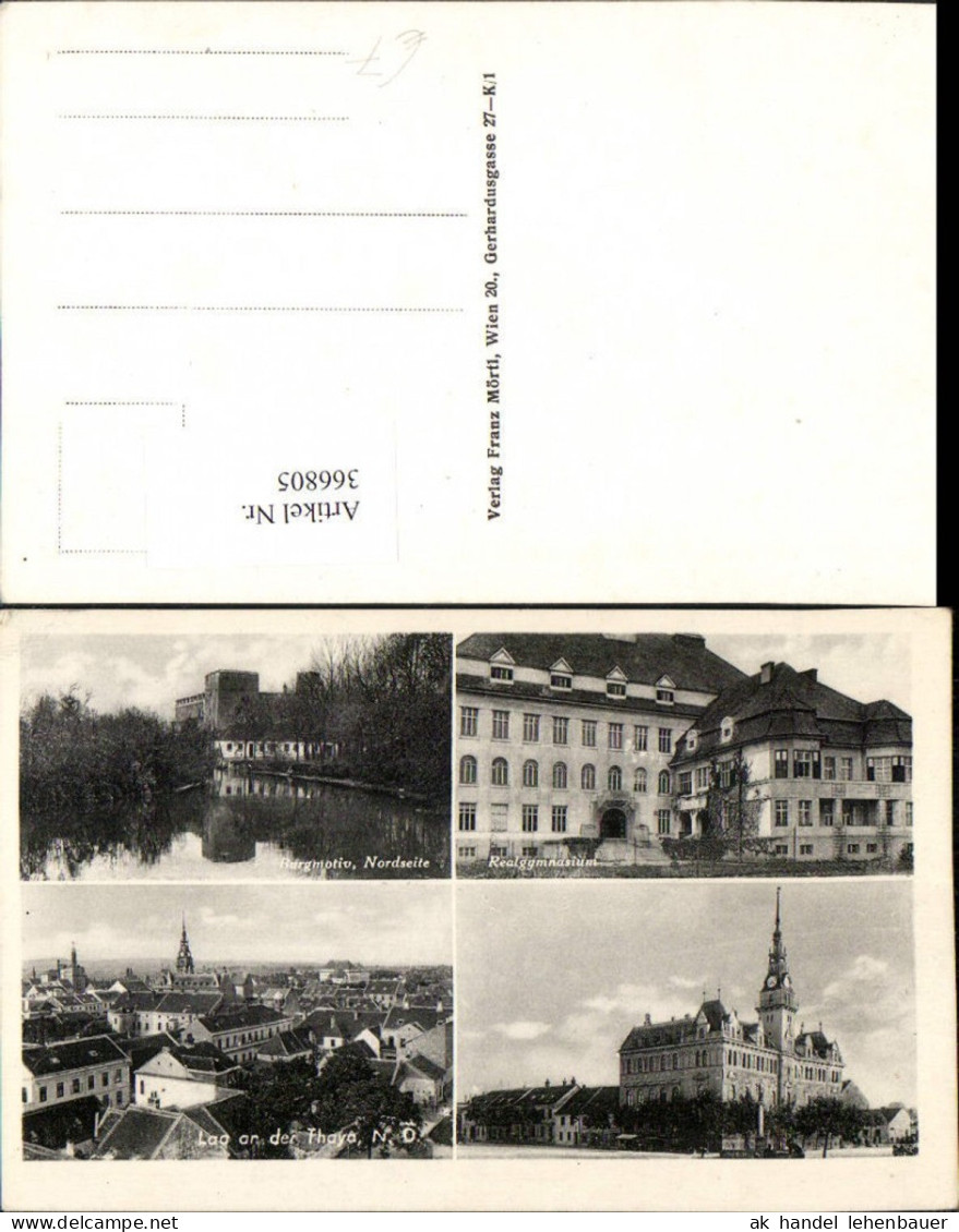 366805,Laa an d. Thaya Totale Rathaus Realgymnasium Burg Mehrbildkarte