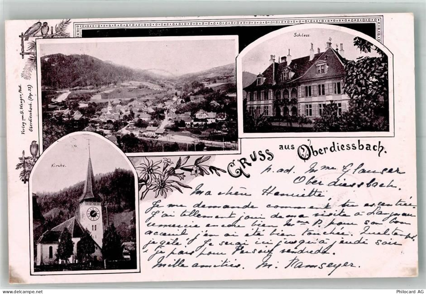 3672 Oberdiessbach 1901 Foto AK Schloss Kirche - 13666438