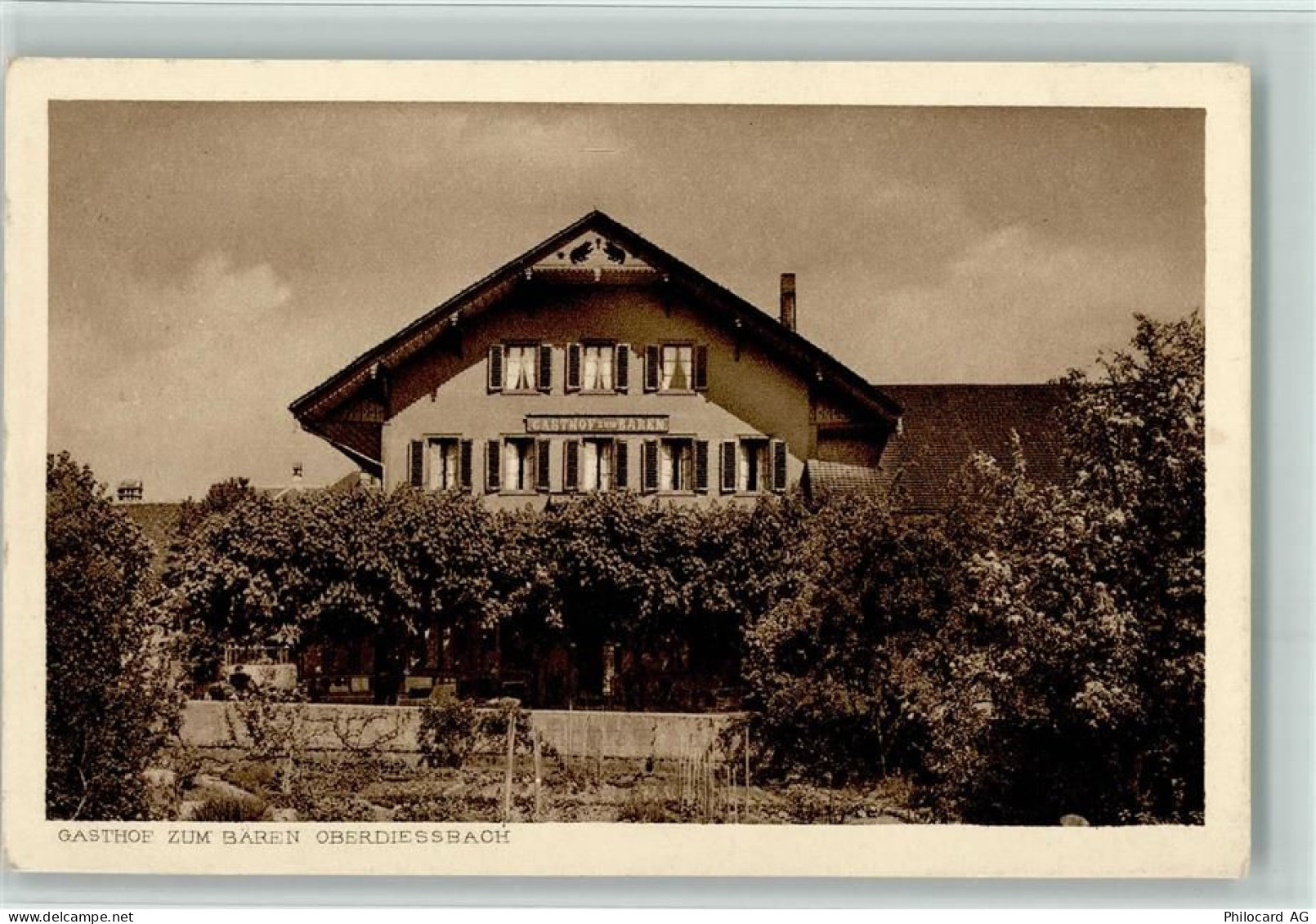 3672 Oberdiessbach 1928 Gebrauchsspuren Gasthof zum Bären AK - 13098241