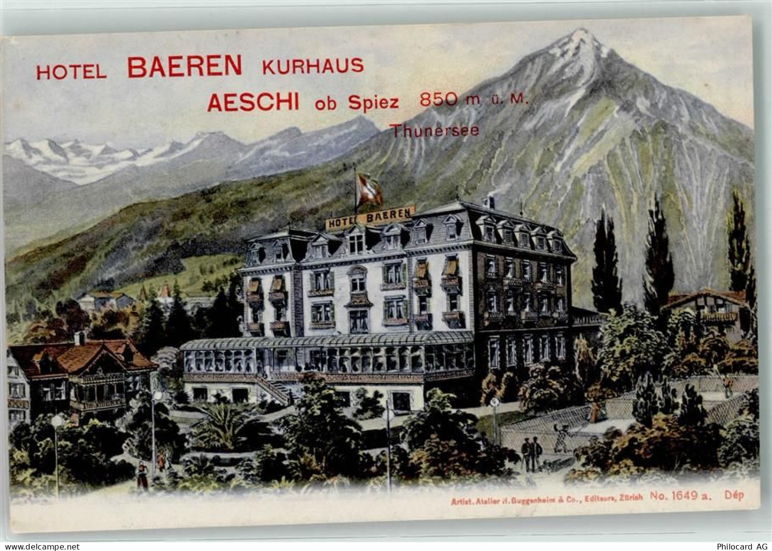 3703 Aeschi b. Spiez KEINE AK Hotel Bären Werbung für Aeschi - 13935524