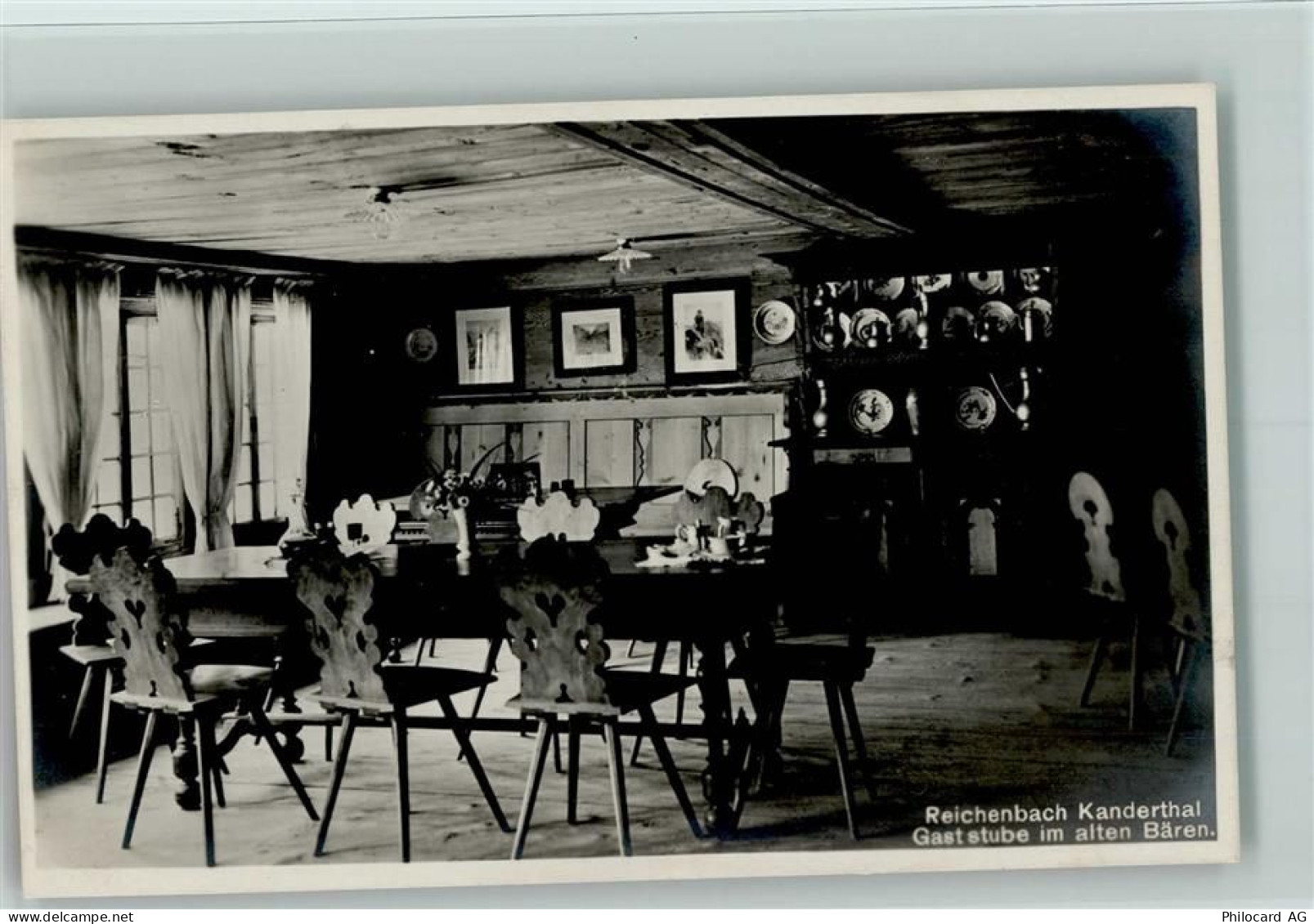 3713 Reichenbach im Kandertal 1939 Foto AK Gasthaus im Alten Bären, Inne... - 10137526