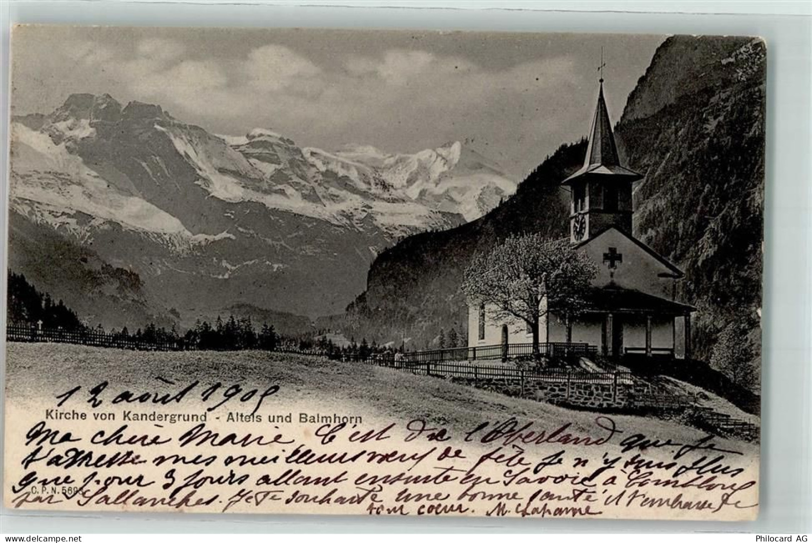 3716 Kandergrund Bunderbach 1905 - Kirche Altels Balmhorn - 10584527