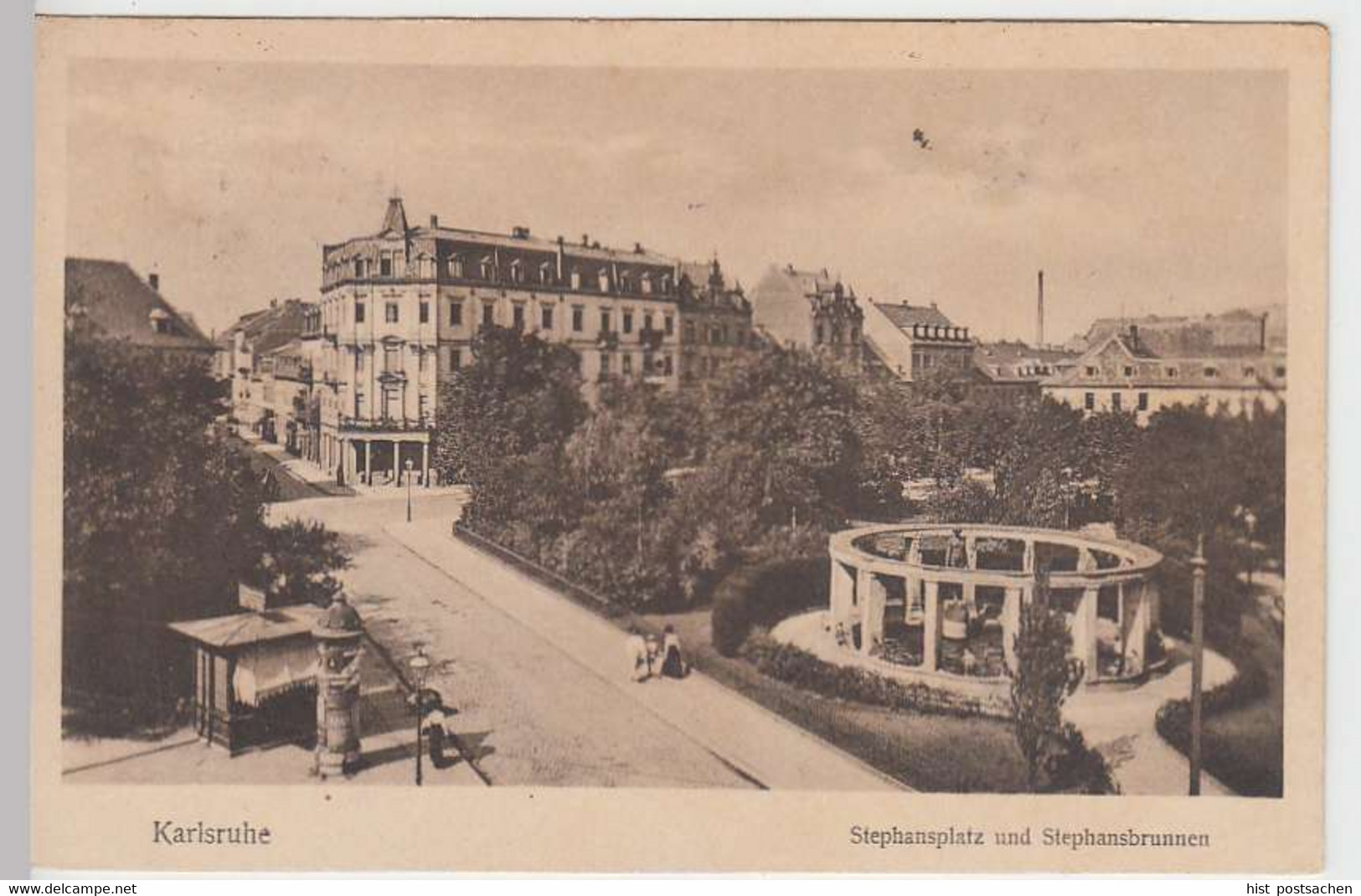 (37314) AK Karlsruhe, Stephansplatz u. Stephansbrunnen, 1921