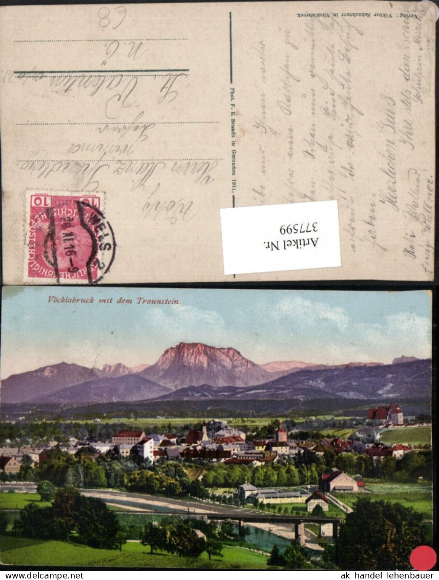 377599,Vöcklabruck Totale m. Traunstein Bergkulisse