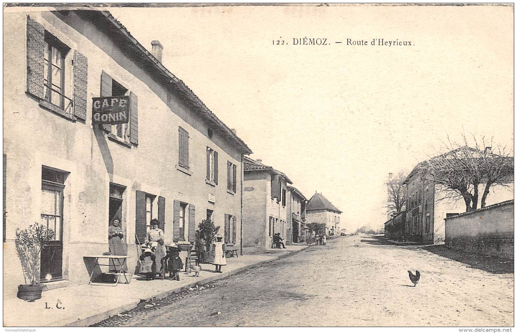 38 - ISERE / Diémoz - Route d' Heyrieux - Café Gonin -  Beau cliché animé