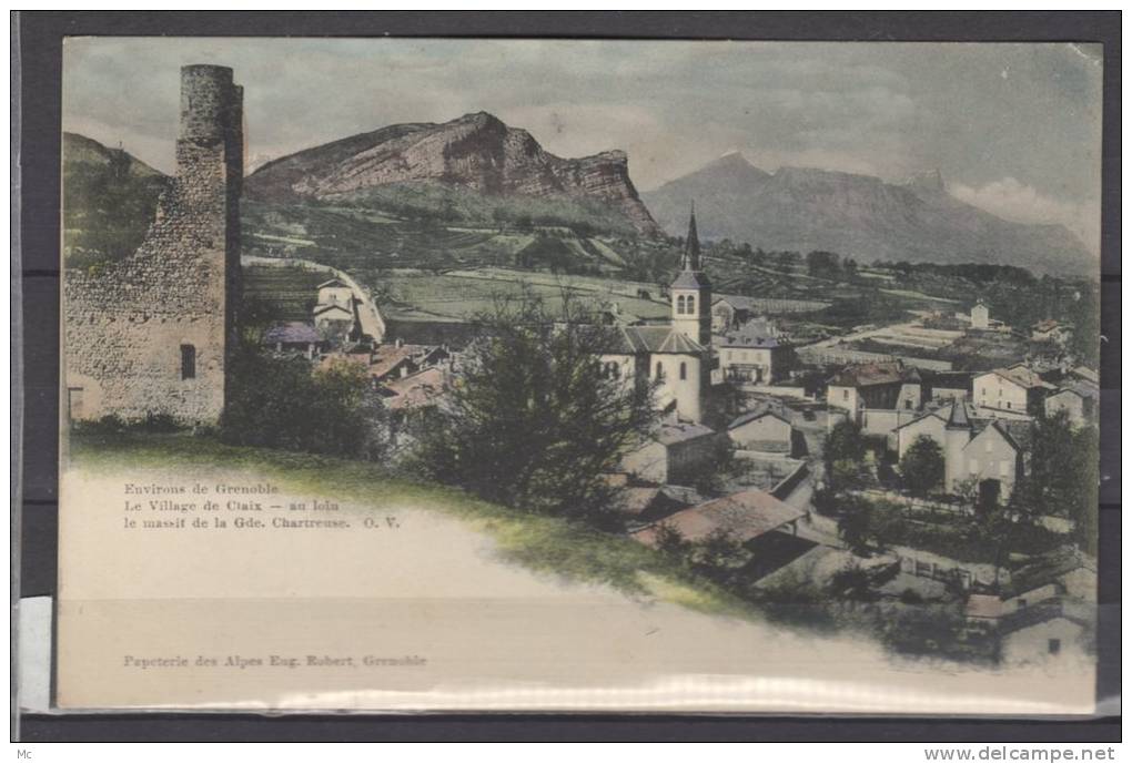 38 - Le village de Claix - Au loin le massif de la grande Chartreuse - colorisée