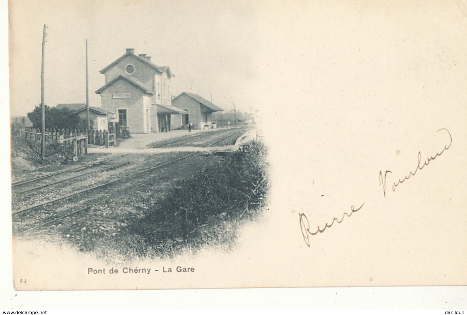 38 // PONT DE CHERUY  la gare, (écrit CHERNY sur la carte)