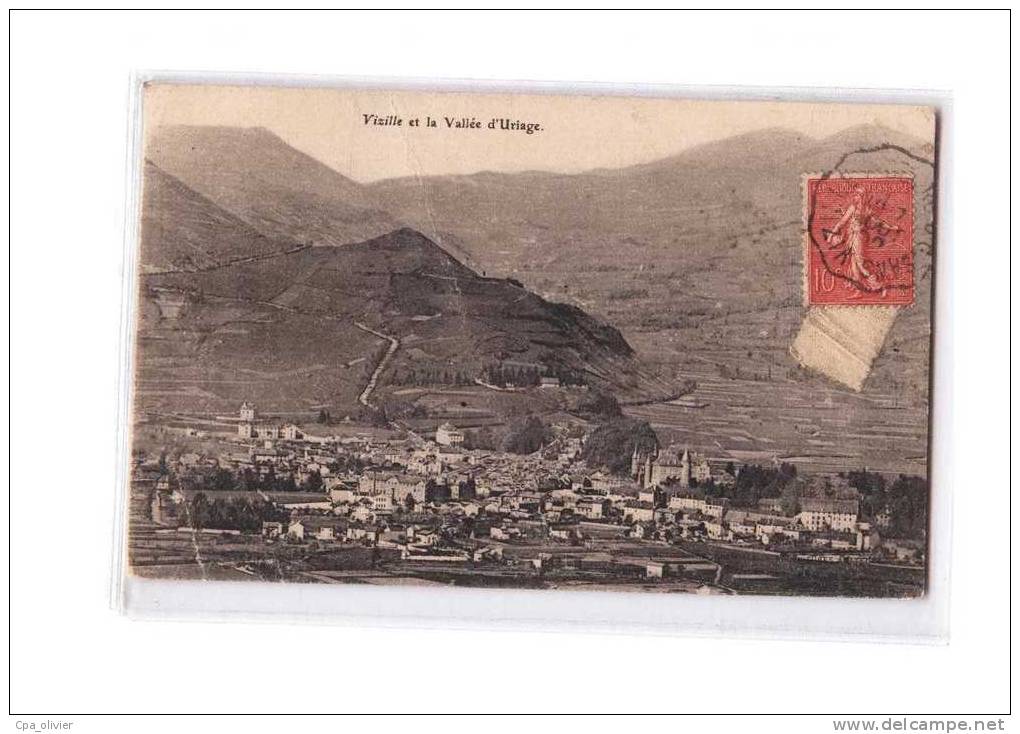 38 VIZILLE Vue Générale, Vallée d'Uriage, cachet ambulant Vizille à Bourg Oisans, ed ?, 1906