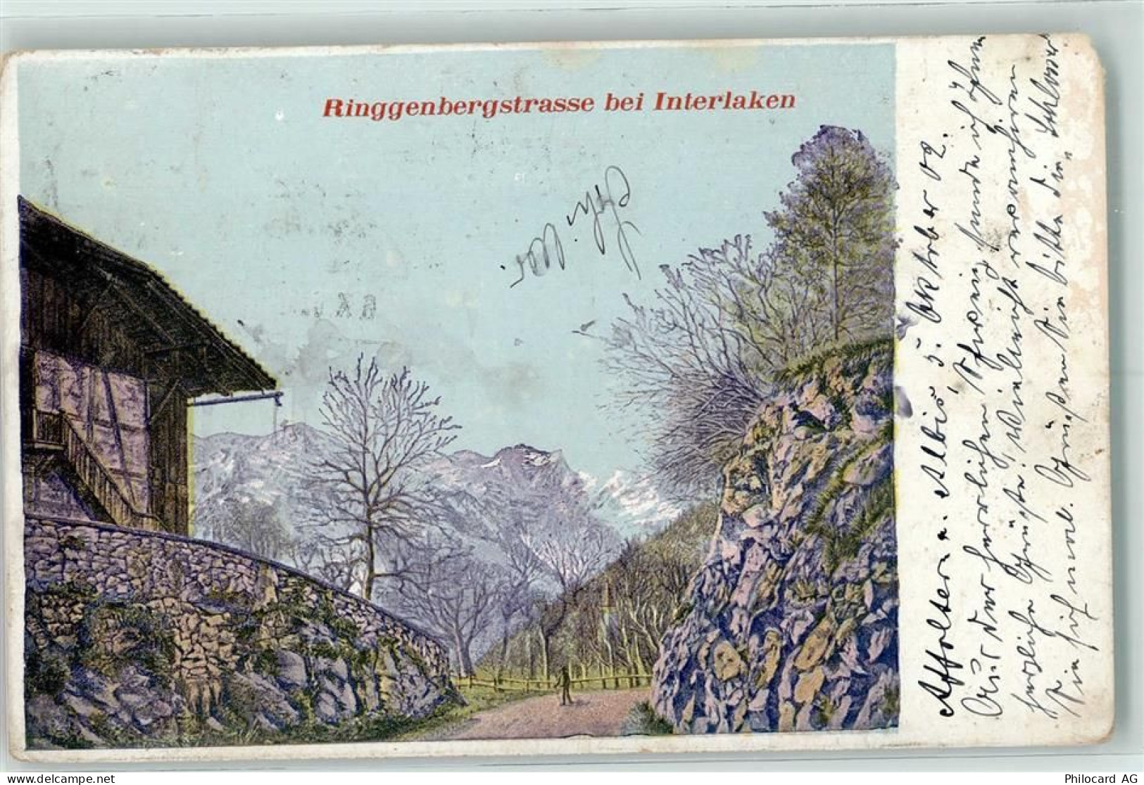 3800 Interlaken 1902 Gebrauchsspuren Ringgenbergstrasse bei Interlaken... - 10217604