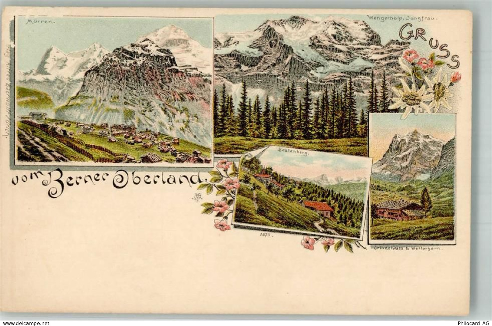 3818 Grindelwald Gebrauchsspuren Wengernalp Beatenberg Grindelwald Litho... - 13575755