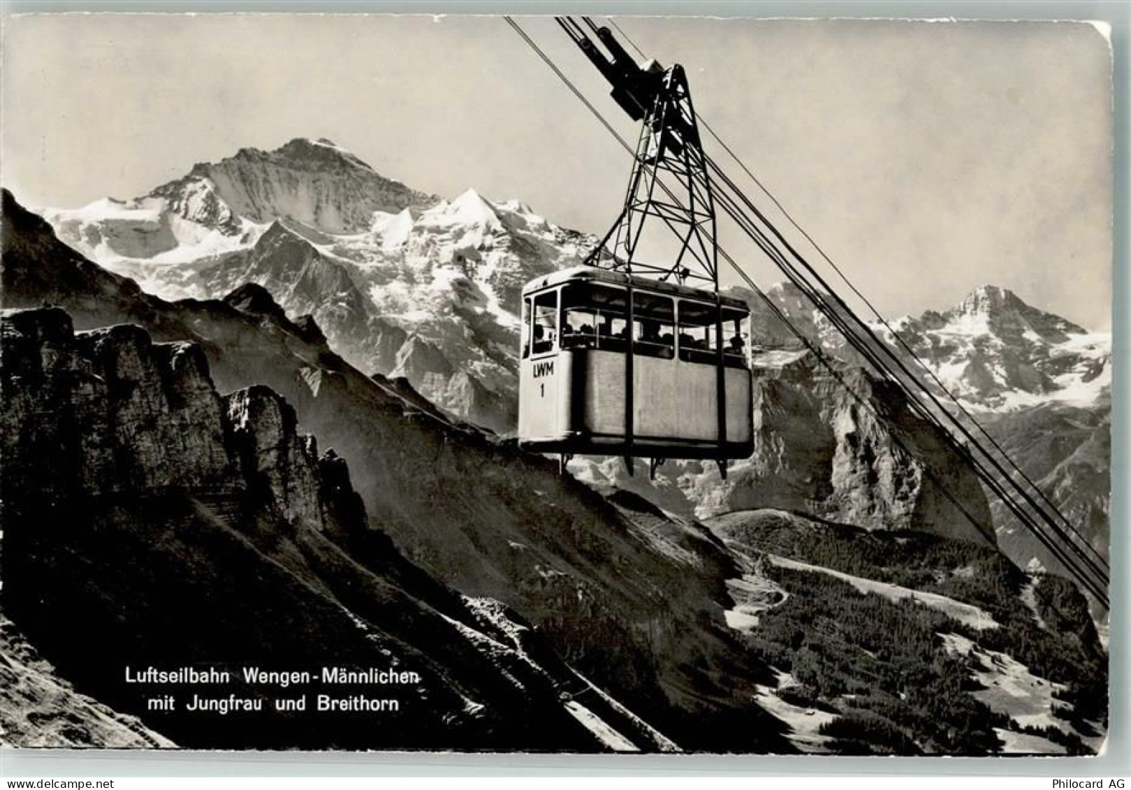 3823 Wengen 1956 Foto AK Seilbahn Wengen-Männlichen - 38021739