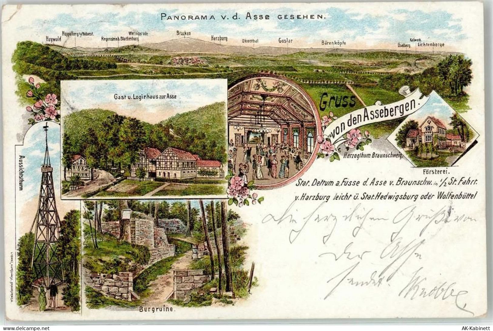 38329 W3341 Asse 1897 Lithographie Aussichtsturm Gasthaus zur Asse Först... - 51889822