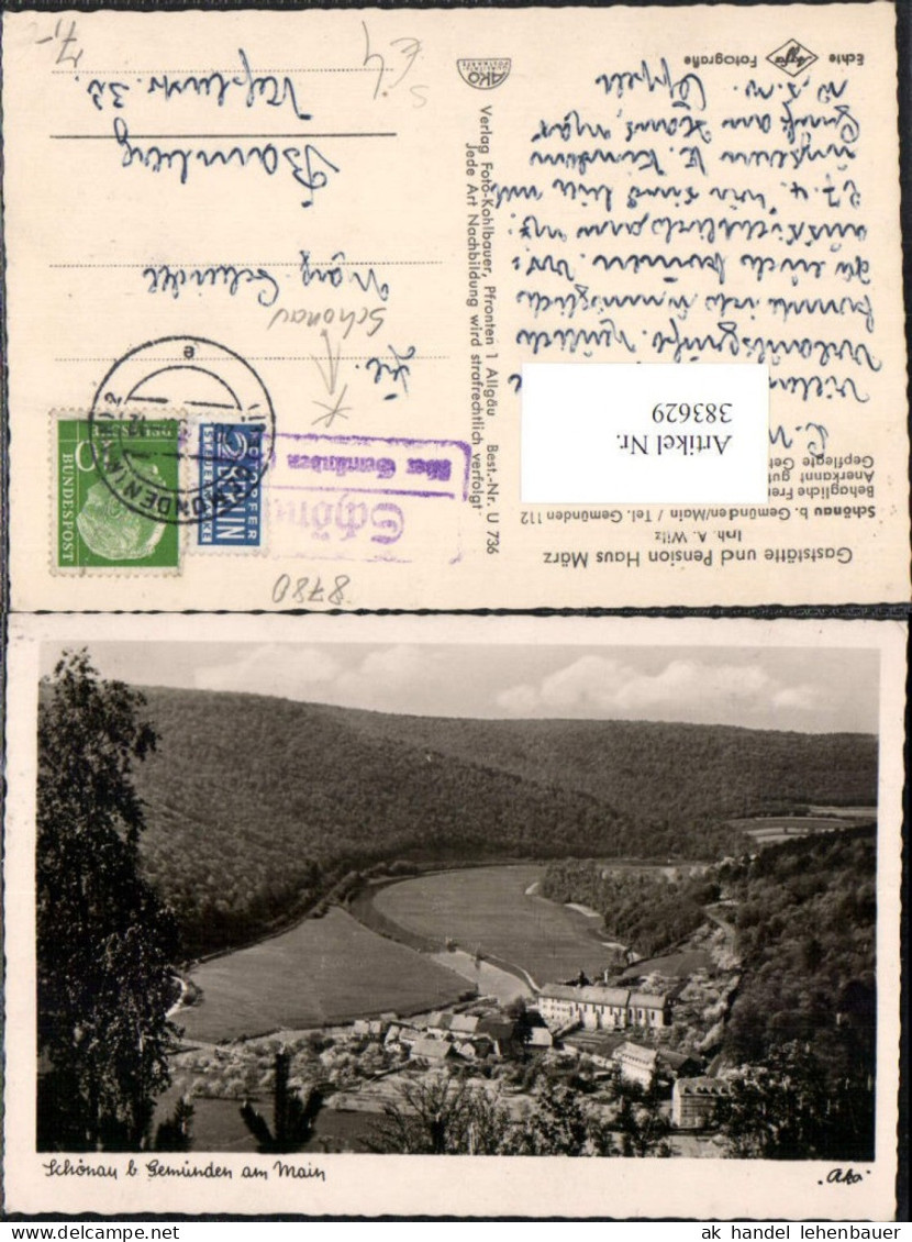 383629,Schönau b. Gemünden am Main Totale Posthilfsstempel Schönau über Gemünden