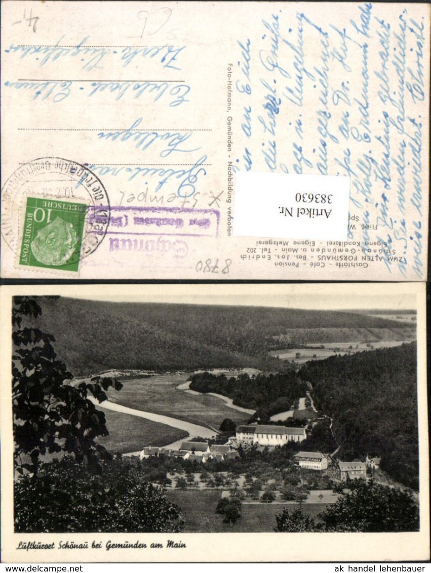 383630,Sch&ouml;nau b. Gem&uuml;nden am Main Totale Posthilfsstempel Sch&ouml;nau &uuml;ber Gem&uuml;nden