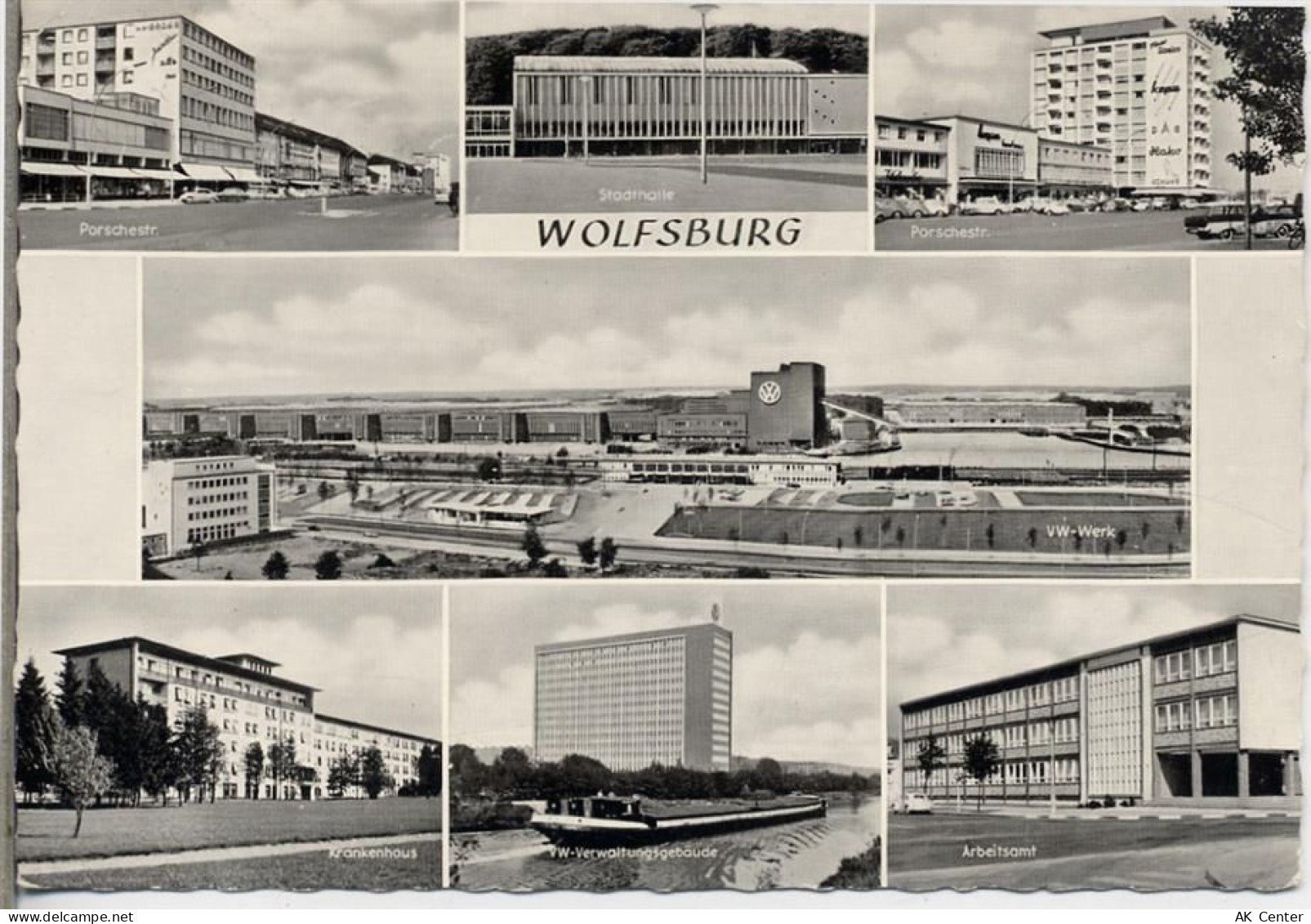 38440 W3180 Wolfsburg 1960 - Wolfsburg: VW-Werk, Porschestraße, Stadthal... - 20028282