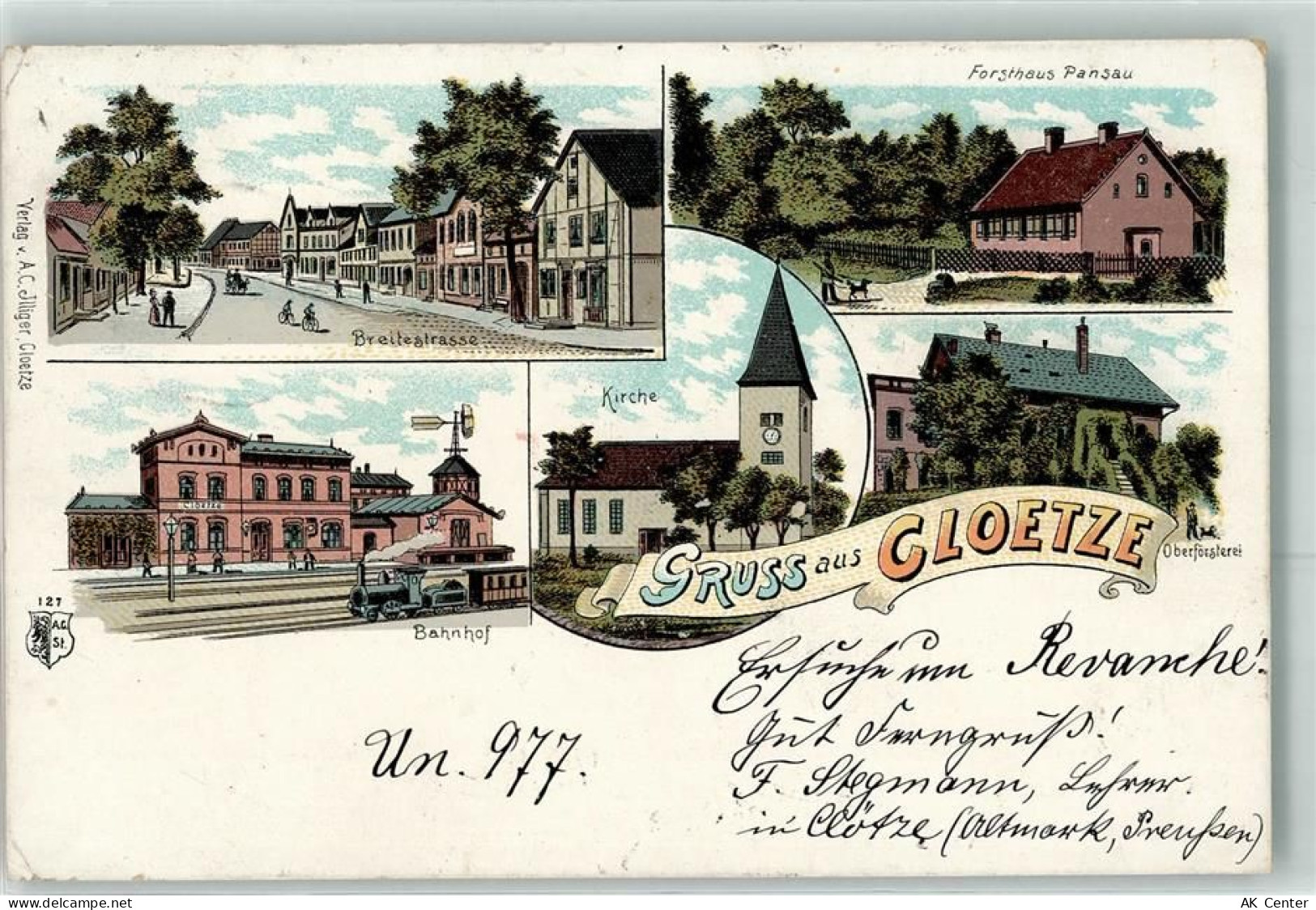 38486 O3580 Klötze 1899 Gebrauchsspuren Breitestraße Forsthaus Pansau Ba... - 13612842